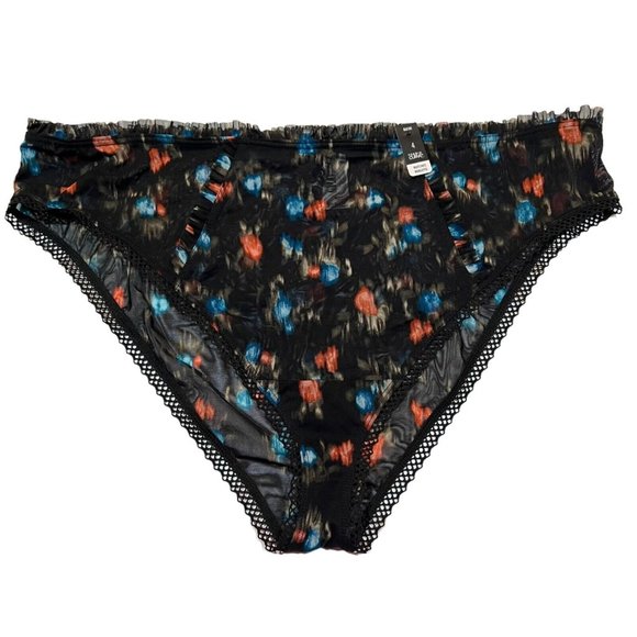 NWT TORRID Bikini Pantie Underwear Sz 4X Black Mesh Red Blue - Picture 1 of 4